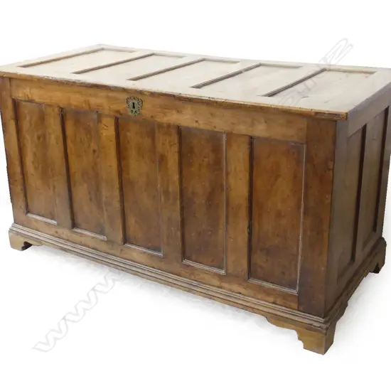 A large early 19thC fruit wood coffer
