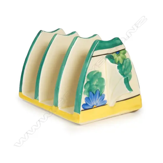 A Clarice Cliff Bizarre 'Sungay' pattern toast rack