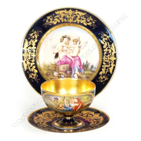 A 19thC Vienna porcelain trio