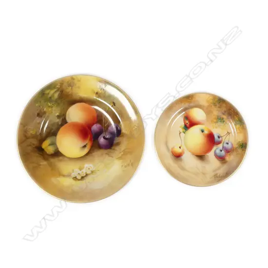 A small Royal Worcester fruit painted saucer dish signed Moseley