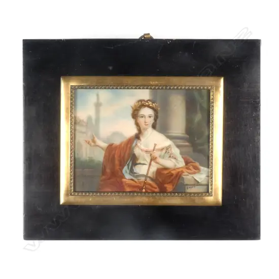A miniature painting of Clio the Muse of History