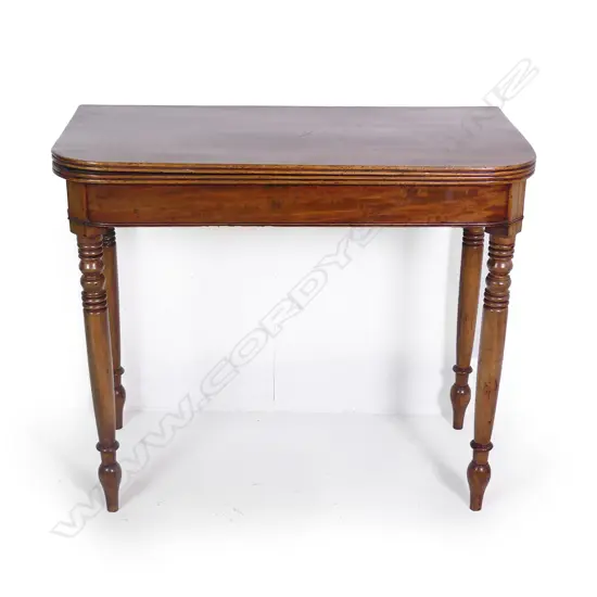 A Regency mahogany fold-over top tea-table