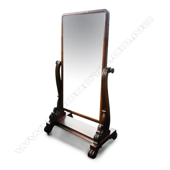 A Victorian mahogany cheval mirror