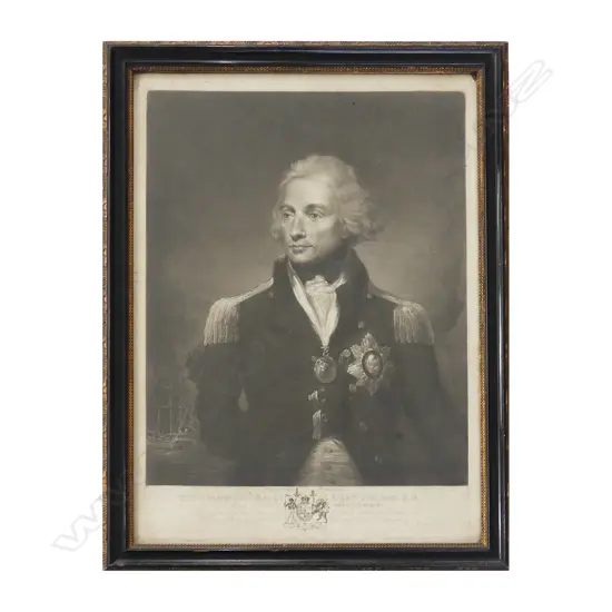 An 18thC steel engraving portrait of Lord Nelson