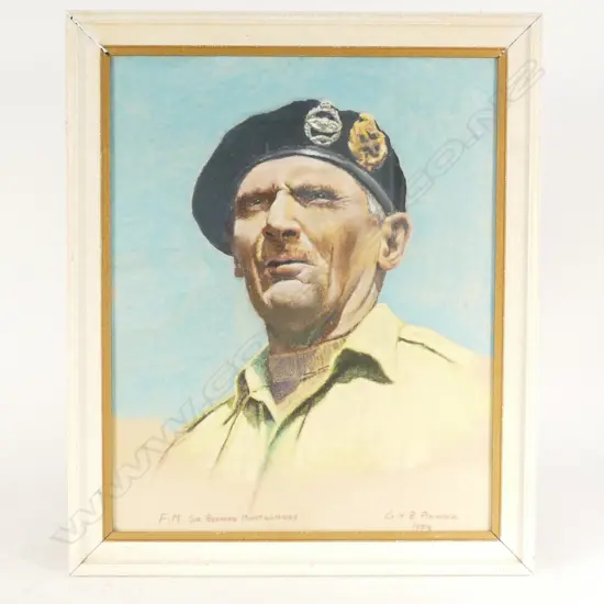 A pastel portrait of Field Marshal Sir Bernard Montgomery