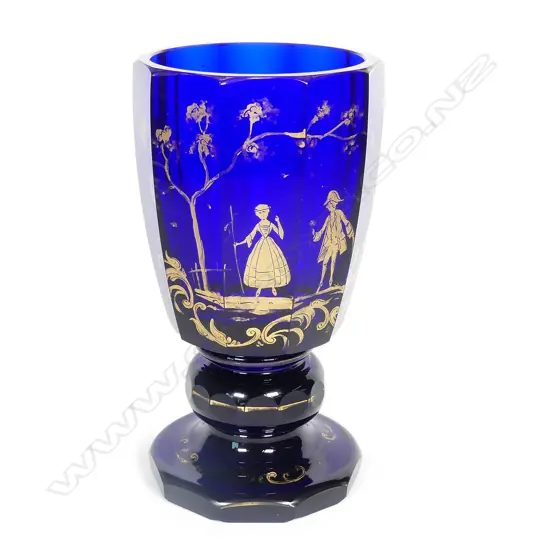 An early 19thC Russian cobalt glass goblet