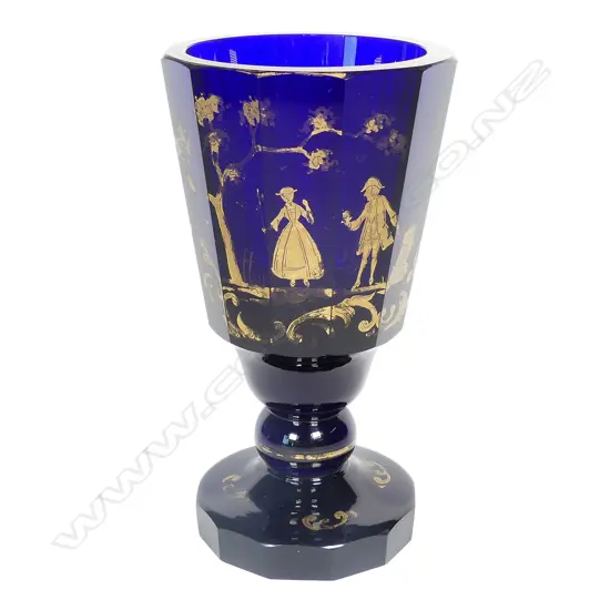 An early 19thC Russian cobalt glass goblet