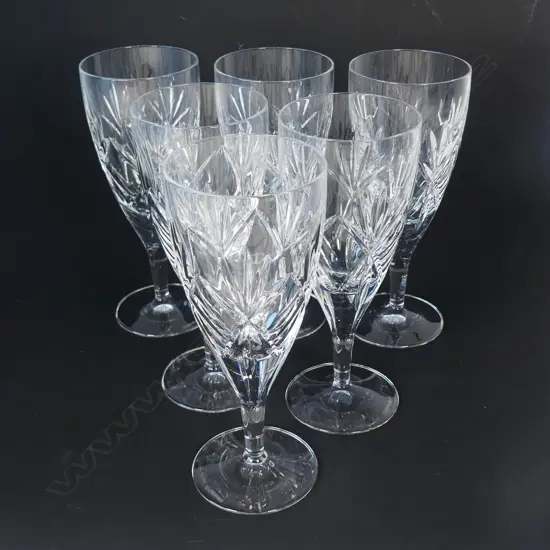 A set of six Waterford crystal large red wine glasses