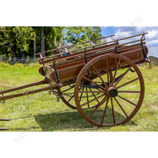Wooden brown tipping Spring cart,