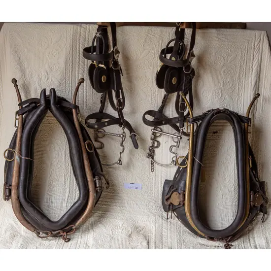 Pair leather Amish harness,