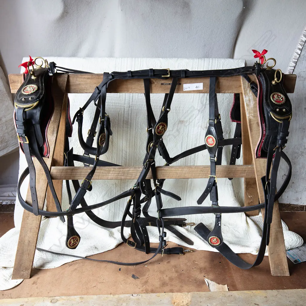 Two full pair sets original Lion Brewery harness for two horses, Image 1++