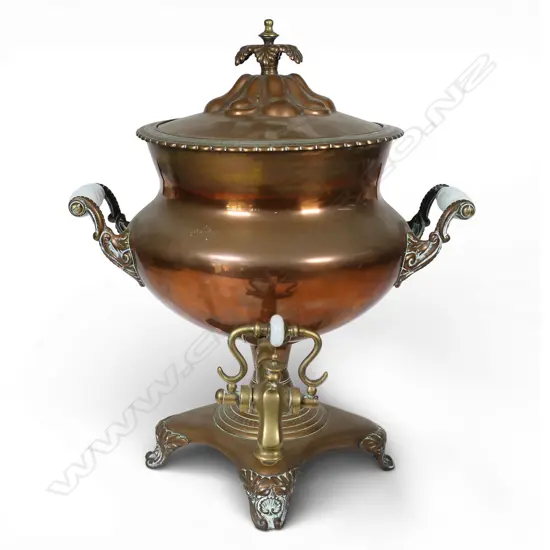 A Victorian copper samovar,