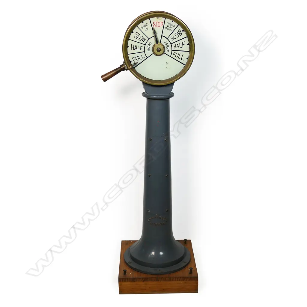 Antique Chadburn's of Liverpool ship's brass telegraph on stand, Image 1++