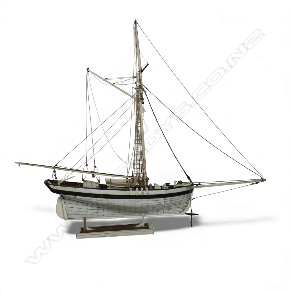 A 19thC carved ivory and bone model of an 'American Cutter', Image 1++