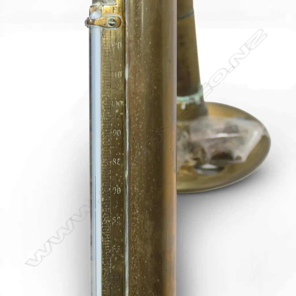An early 20thC Heath & Co 'Hezzanith' London brass ship's gimbal stick barometer, Image 1++