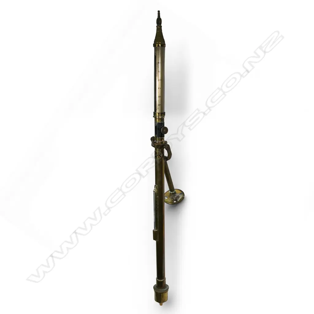 An early 20thC Heath & Co 'Hezzanith' London brass ship's gimbal stick barometer, Image 1++