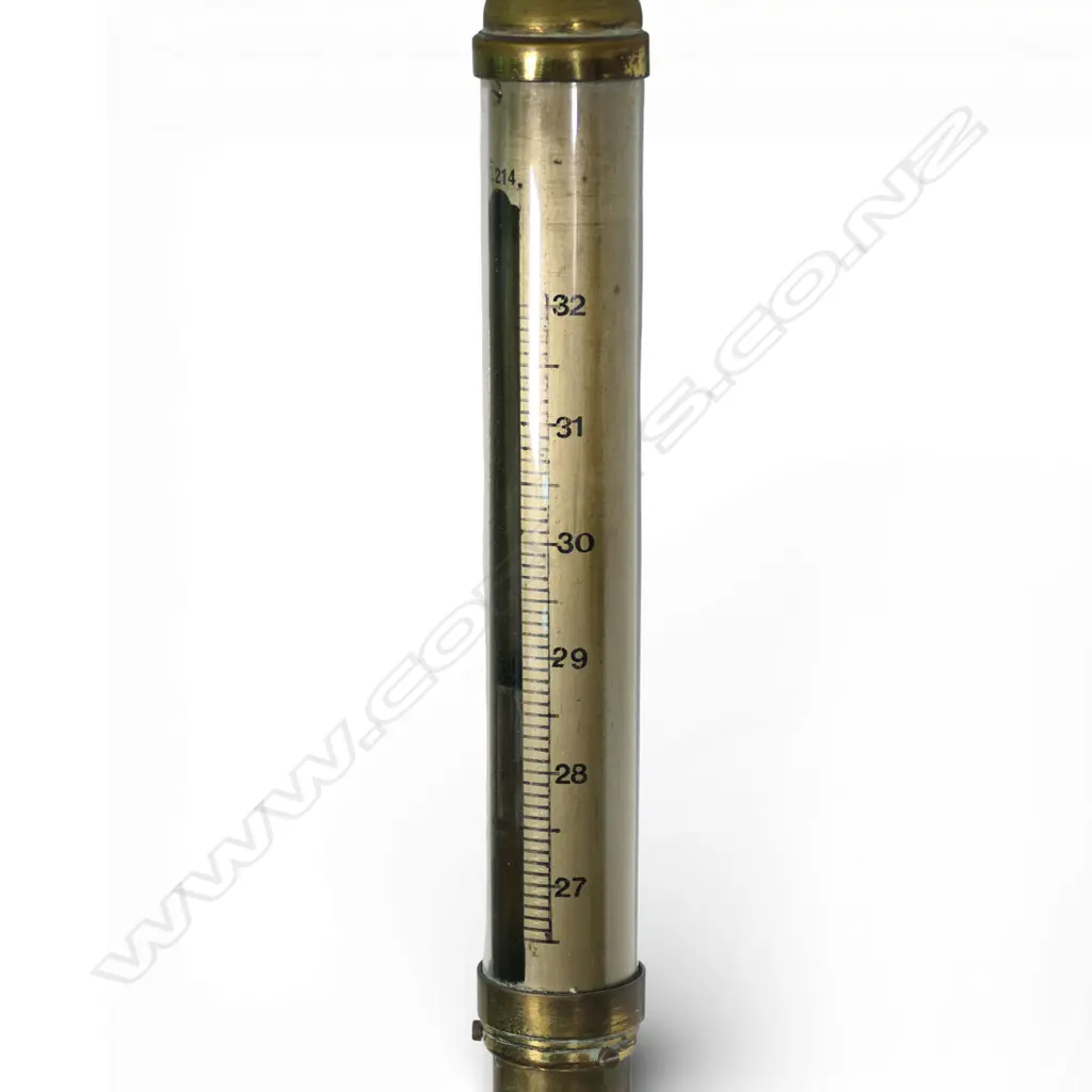 An early 20thC Heath & Co 'Hezzanith' London brass ship's gimbal stick barometer, Image 1++