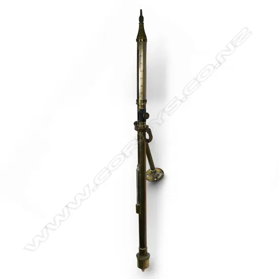 An early 20thC Heath & Co 'Hezzanith' London brass ship's gimbal stick barometer,