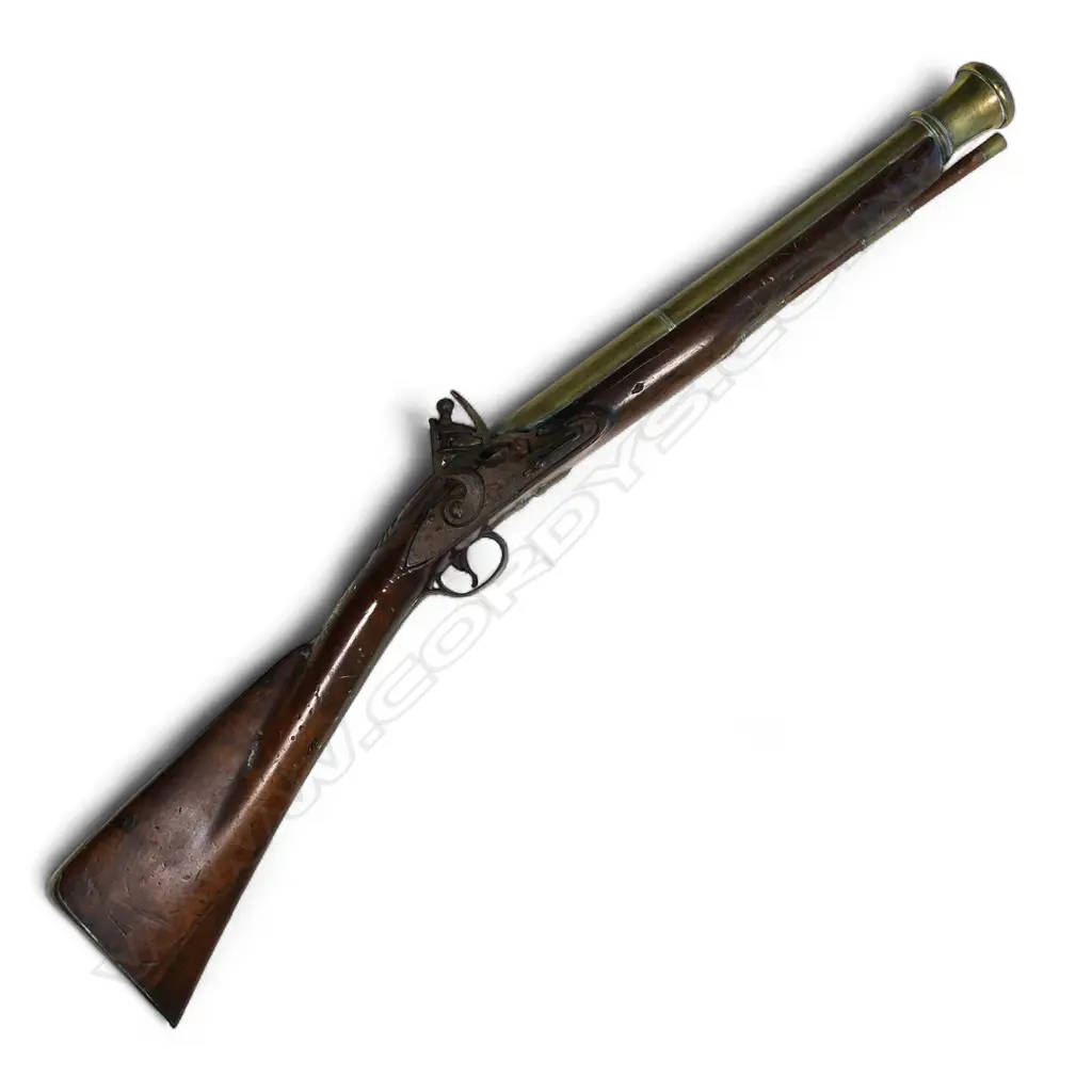 A good late 18thC sea service brass barreled flintlock blunderbuss, Image 1++