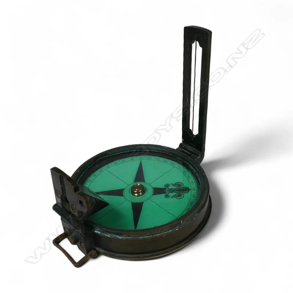 A Victorian leather cased green card prismatic compass, Image 1++