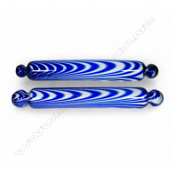 Two Victorian glass rolling pins,