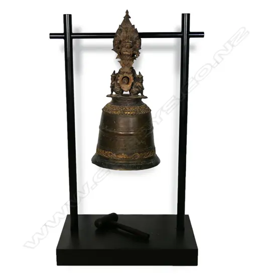 A large and impressive Burmese bronze temple bell,