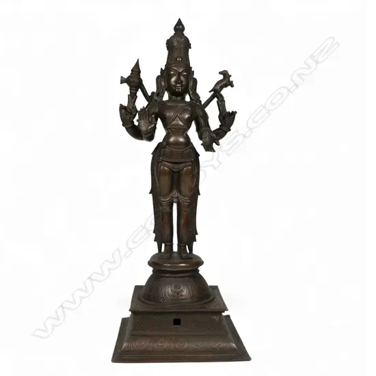 A 19thC Indian bronze standing Krishna,