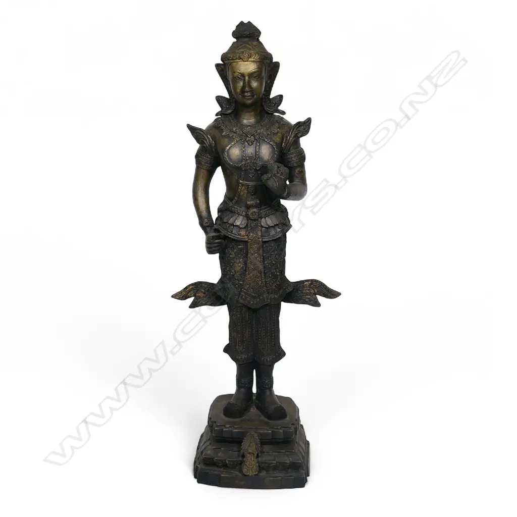 An antique Thai gilt bronze standing guardian spirit, Image 1++