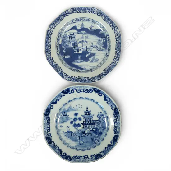 Two 18thC Chinese export porcelain plates,