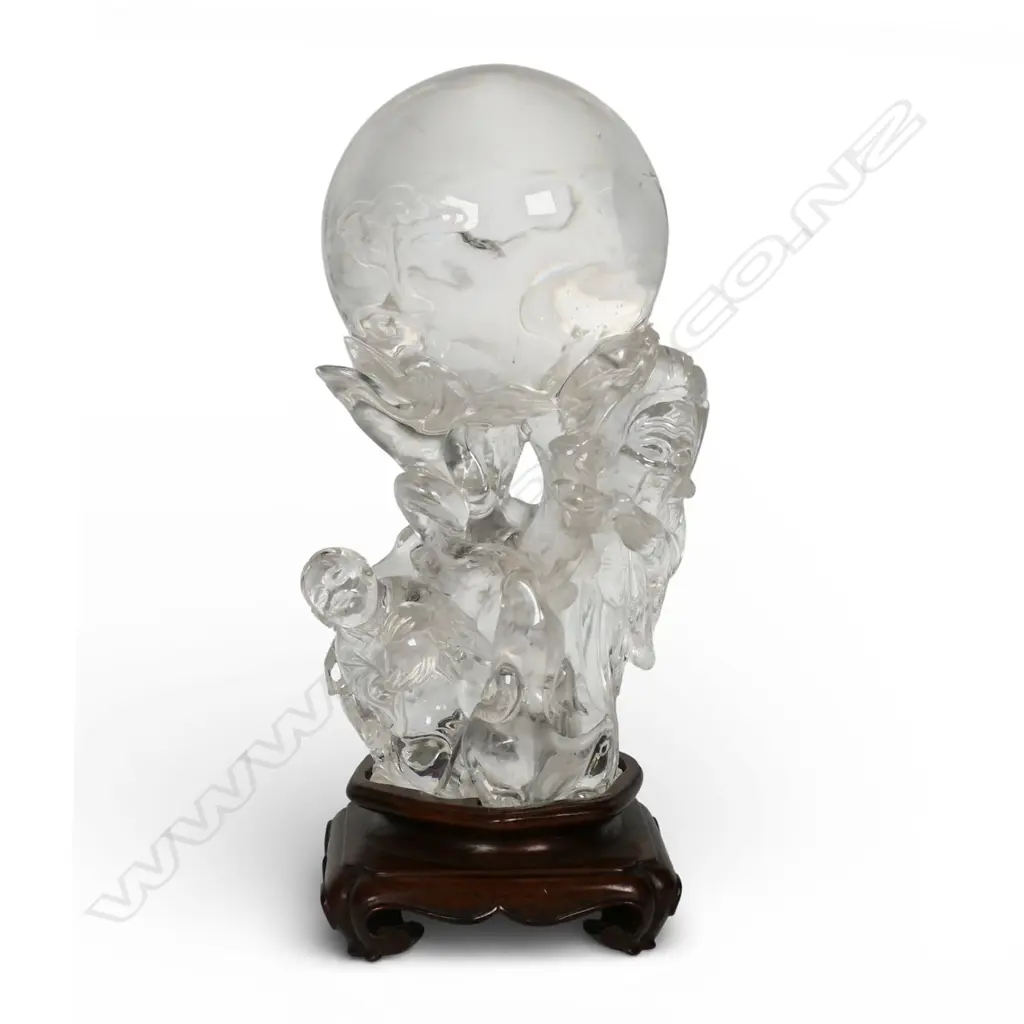 An uncommon Chinese one piece large rock crystal carving of Shao Lau, Image 1++