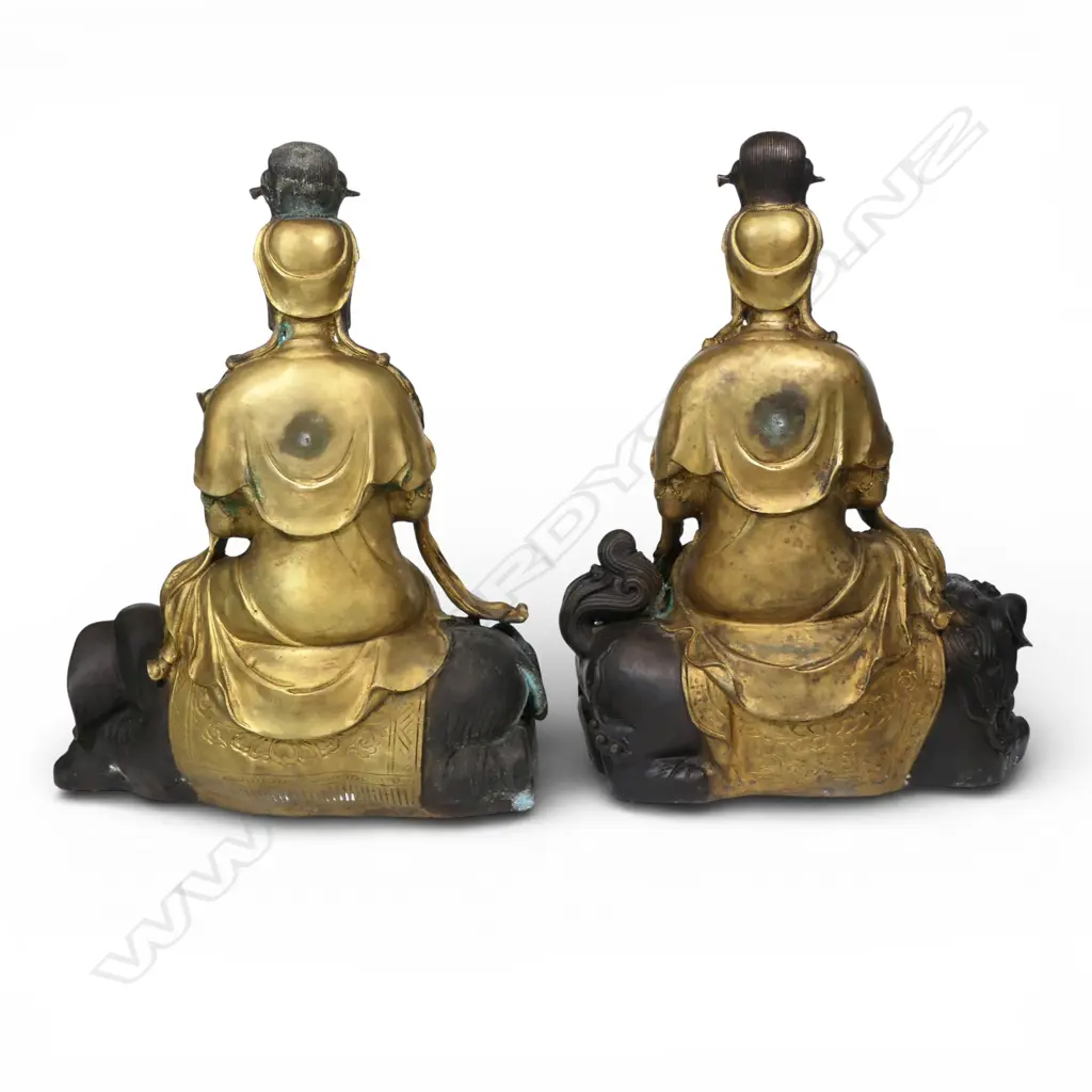 Two antique gilt bronze Bodhisattvas, Image 1++