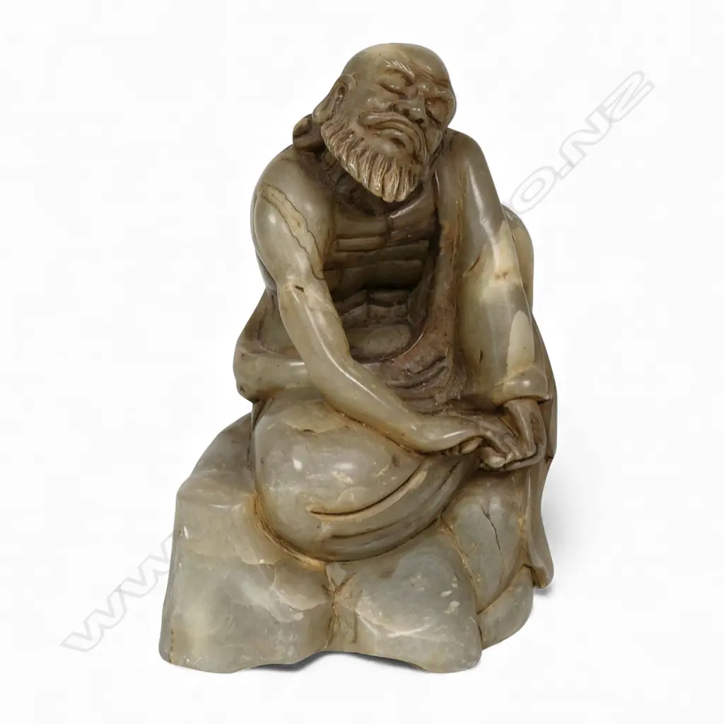 A Chinese carved soapstone of Da Mo, Image 1++