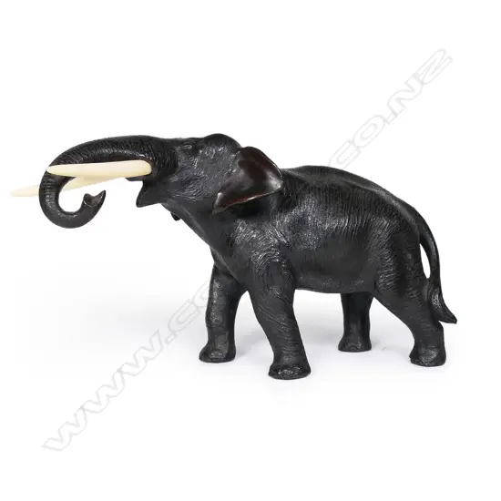 A Japanese bronze elephant,