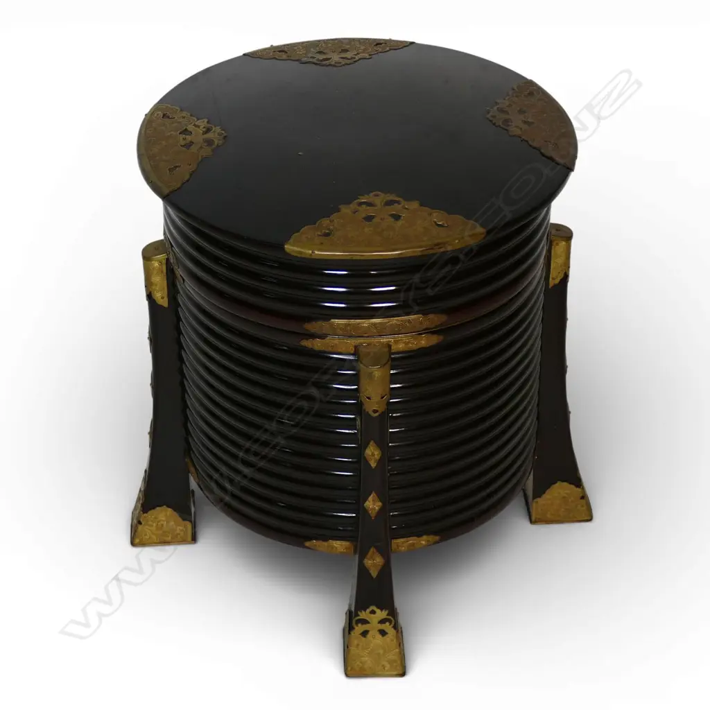 A vintage Japanese black lacquered hokai storage vessel, Image 1++