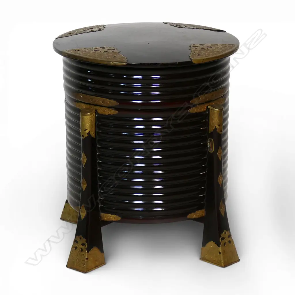 A vintage Japanese black lacquered hokai storage vessel, Image 1++