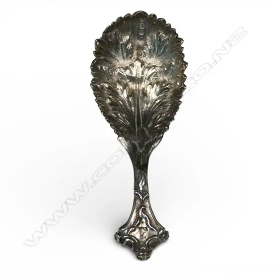 A Victorian silver fancy heavy cast caddy spoon,