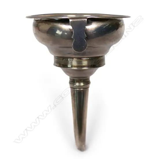 A George III silver crested wine funnel,