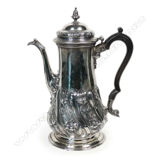 A George II silver coffee pot,