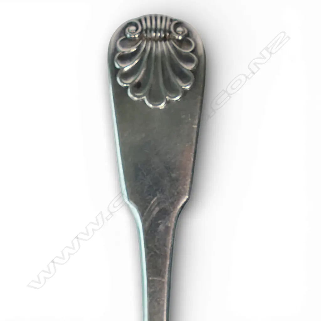 Nine George IV Scottish silver dessert spoons, Image 1++