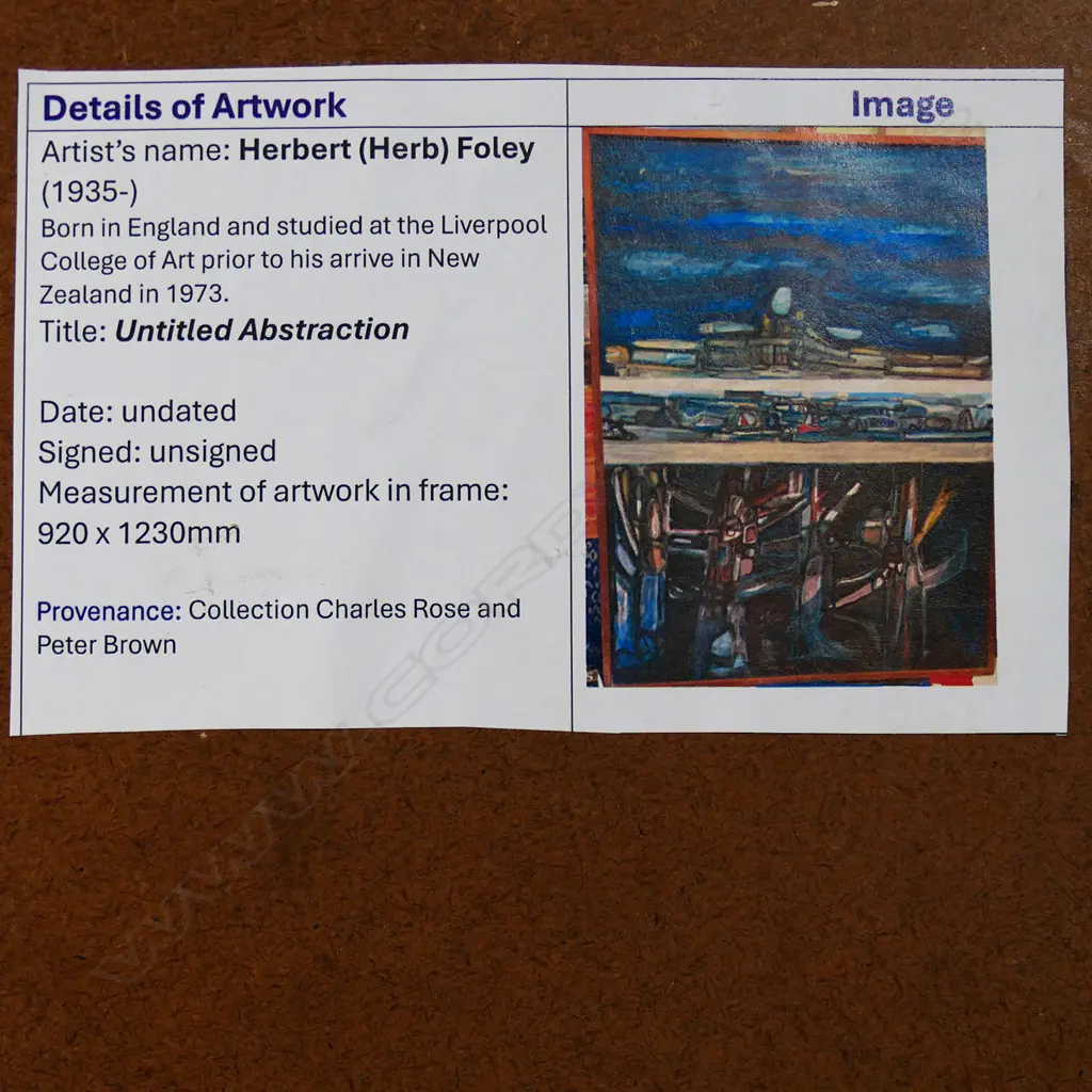 Herbert Foley (UK/NZ 1935-) Untitled Abstract, Image 1++