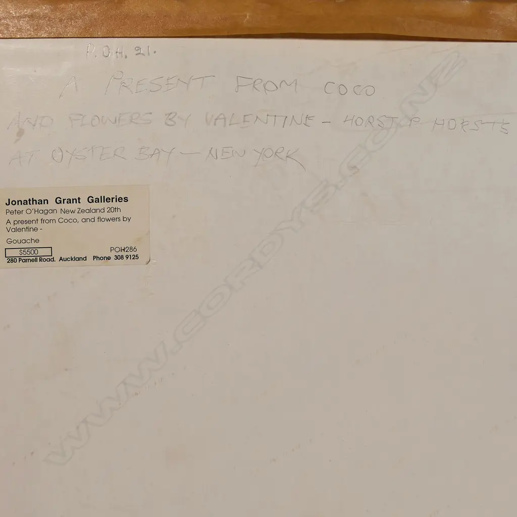 Peter O'Hagan (NZ 1942-2013), 'A Present from Coco and Flowers by Valentine, at Horst P. Horst's House, Oyster Bay, New York', Image 1++