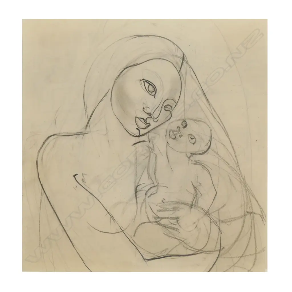 Louise Henderson (NZ 1902-1994) Mother and Child, Image 1++