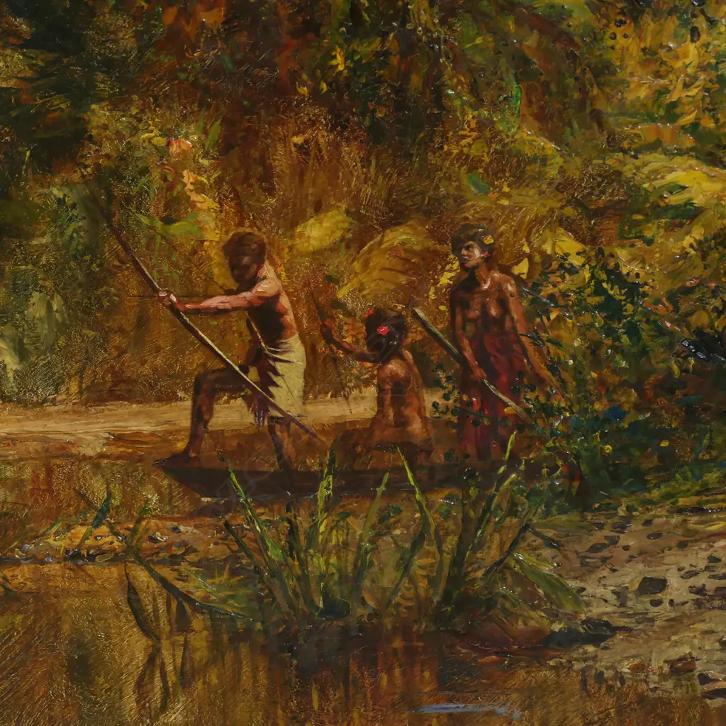 19thC artist unknown, untitled native hunting scene, Image 1++