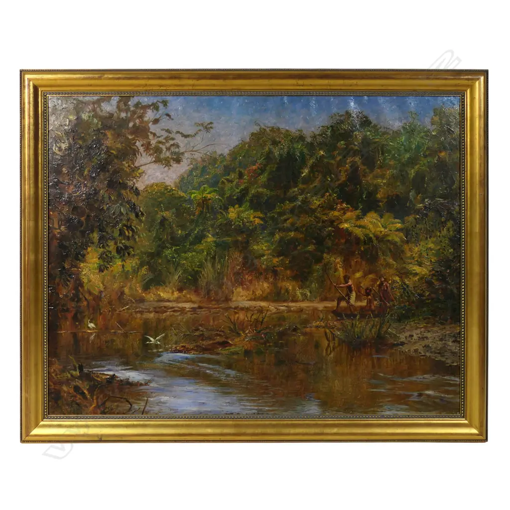 19thC artist unknown, untitled native hunting scene, Image 1++