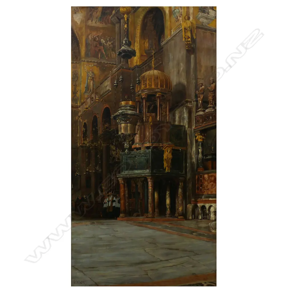 Poljeronia? Carletti (19thC Italian) 'Farniacja Martovary S. Marco Venezia' (interior of St. Marks, Venice), Image 1++
