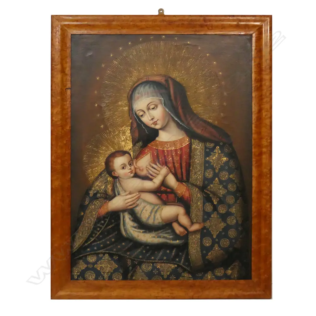 19thC artist unknown Madonna with Child, Image 1++