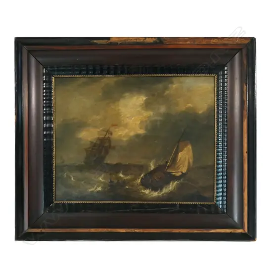 19thC artist unknown 'Sail Boats in a Rough Sea',