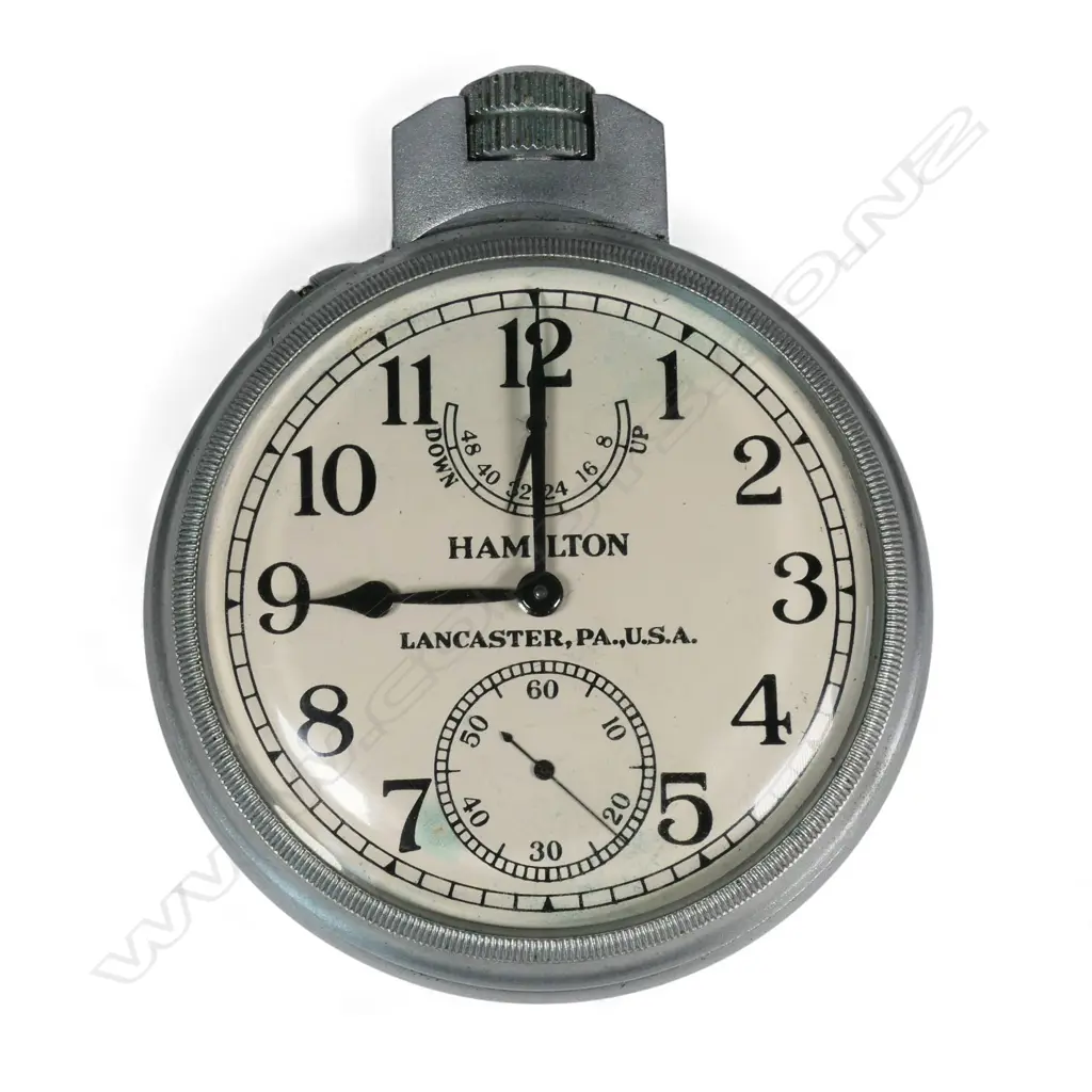 A 1941 Hamilton Watch Co, Lancaster, PA., USA Model 22 WWII US Navy cased chronometer deck watch, Image 1++
