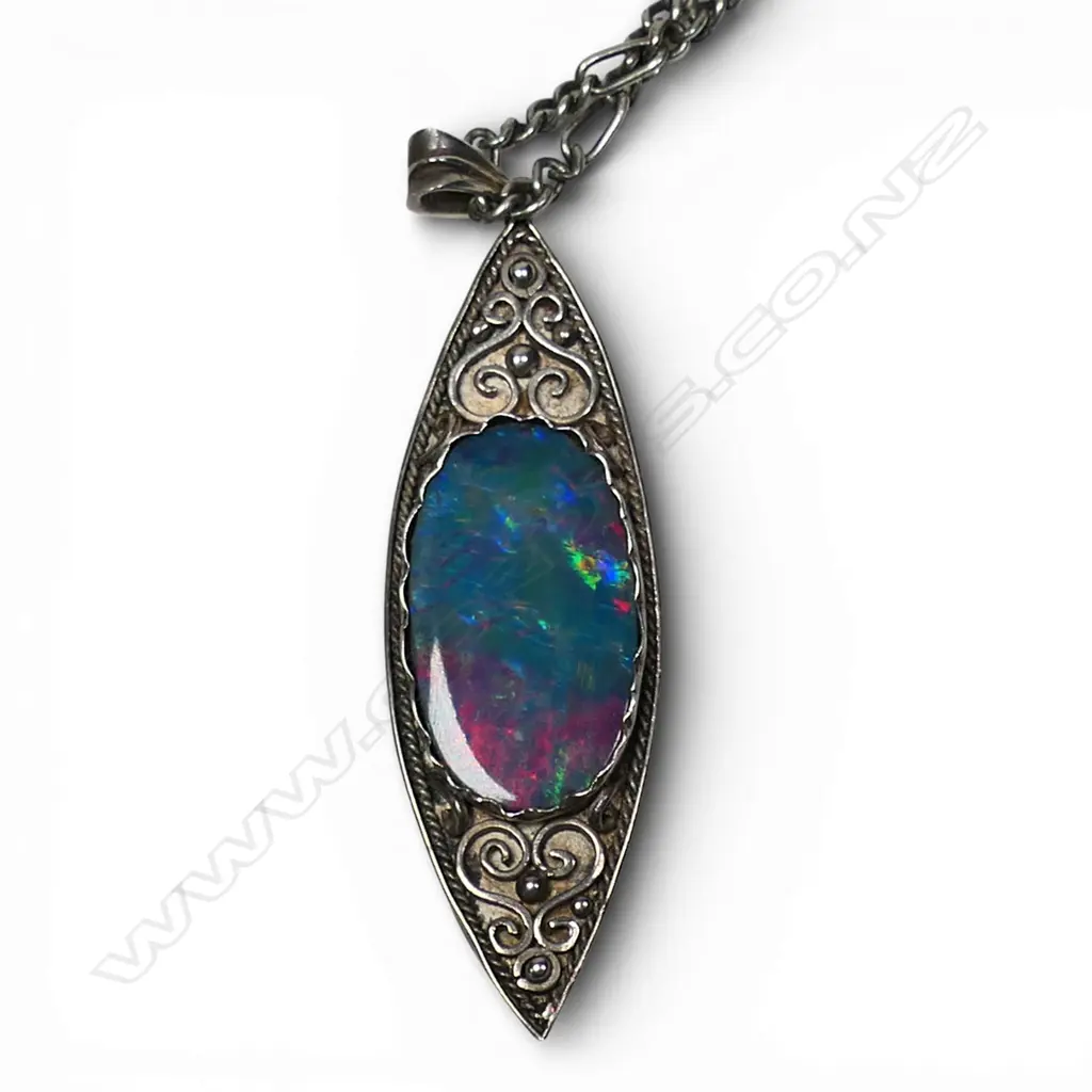Reuben Watts New Zealand silver and opal pendant, Image 1++