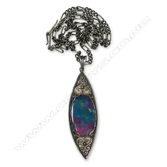 Reuben Watts New Zealand silver and opal pendant,